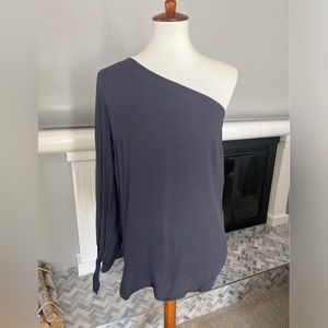 Trouve One Shoulder Asymmetrical Top - Dark Grey - Size S